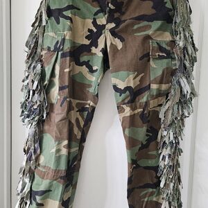 New Never Worn Fringed Woodland Camo Cargo Pants